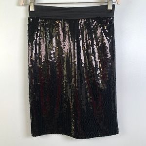 BB Dakota Small Knee Length Sequins Black Pencil Skirt